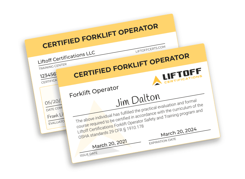 Osha Forklift Certification Card Template