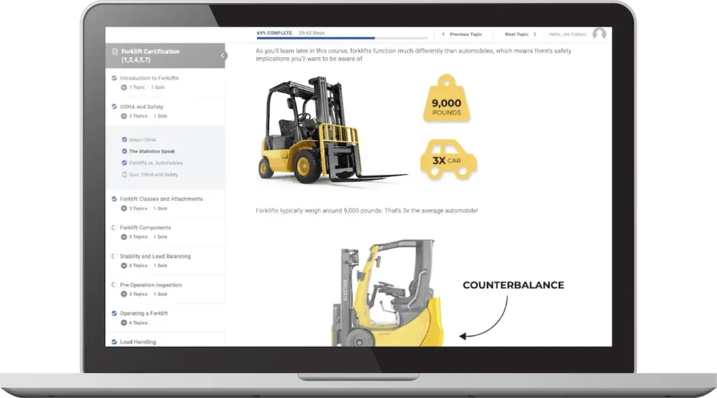 Online safety and training forklift course