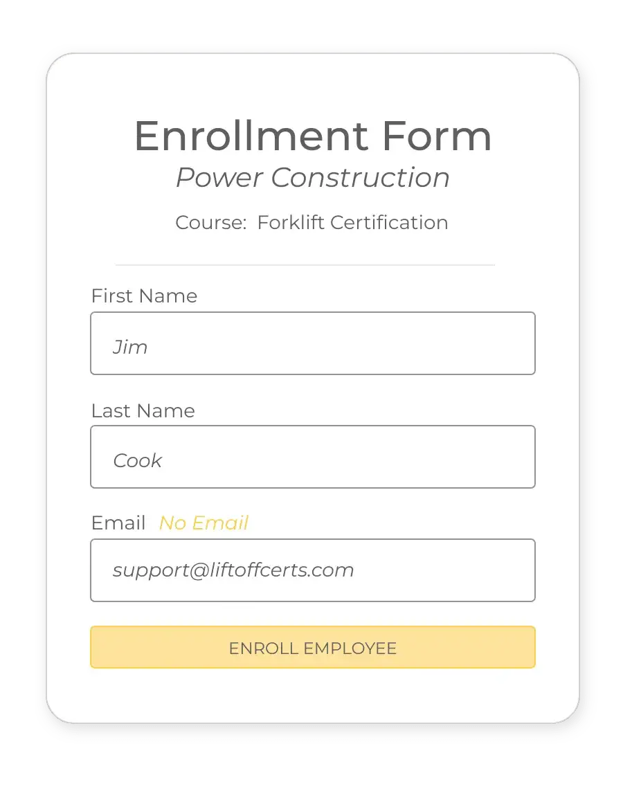 Enrollment form for group training