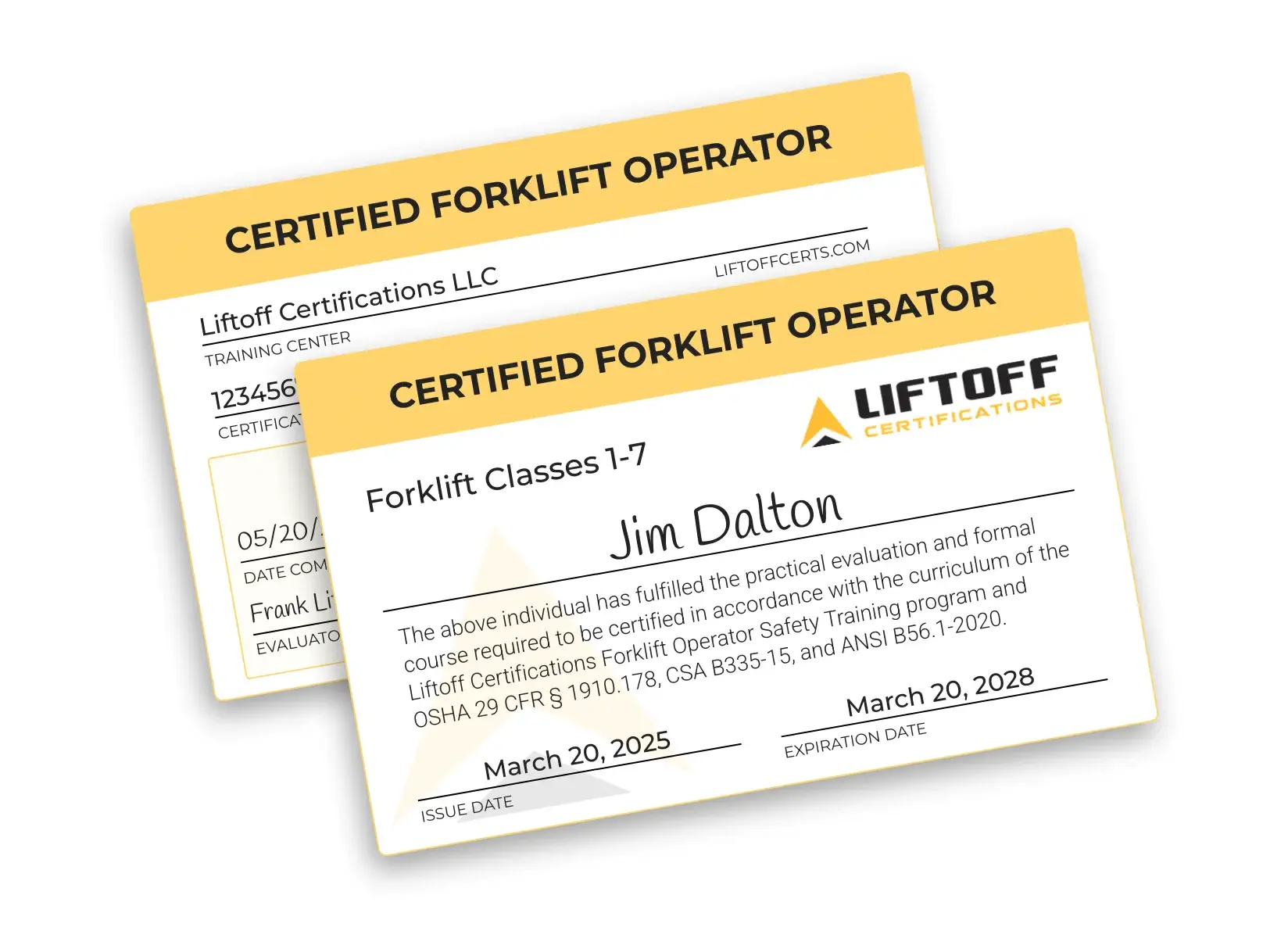 Liftoff Certifications certification cards