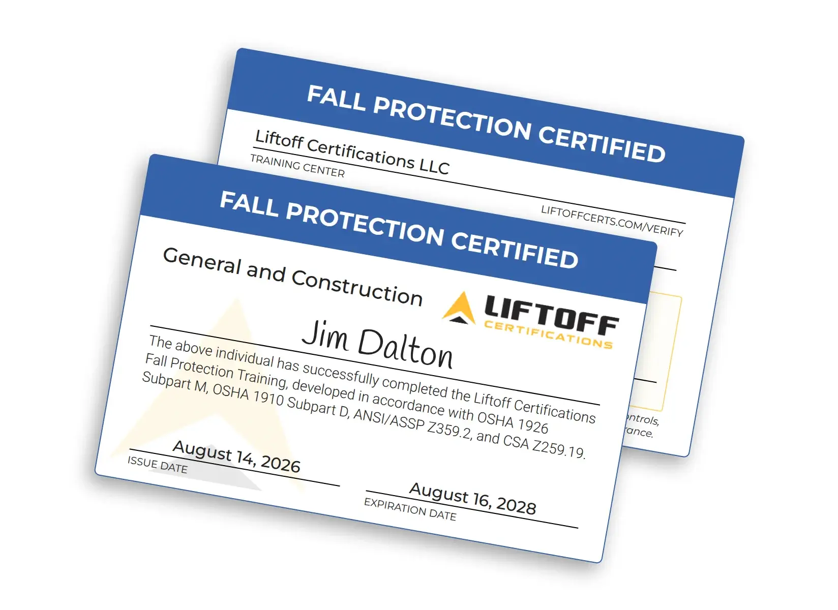 Fall Protection Certification Card