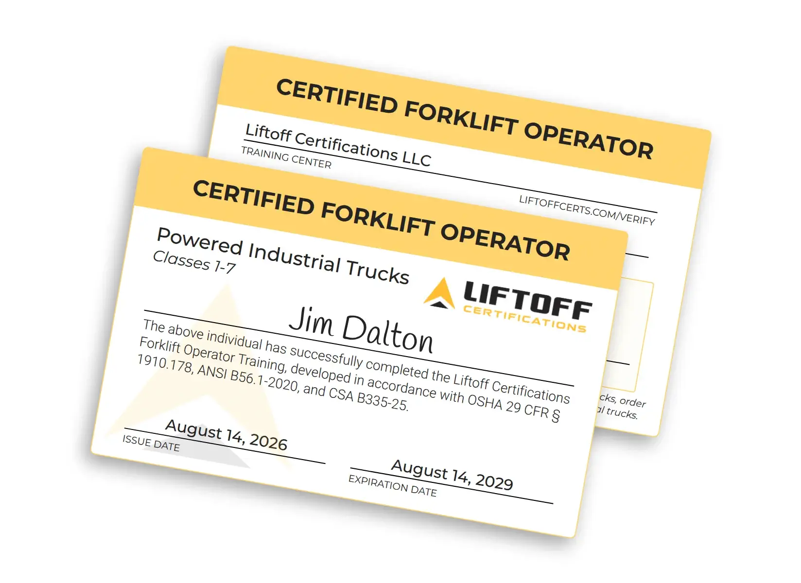 Forklift Certification Card