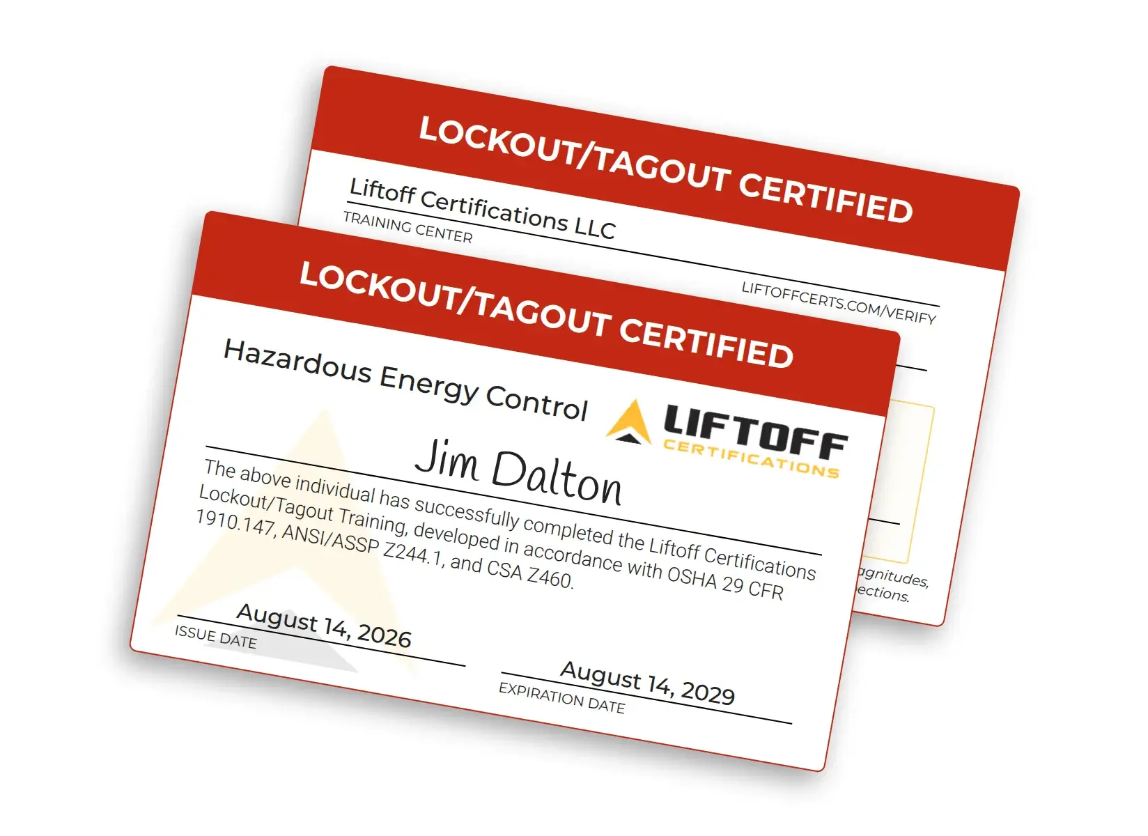 Lockout Tagout Certification Card