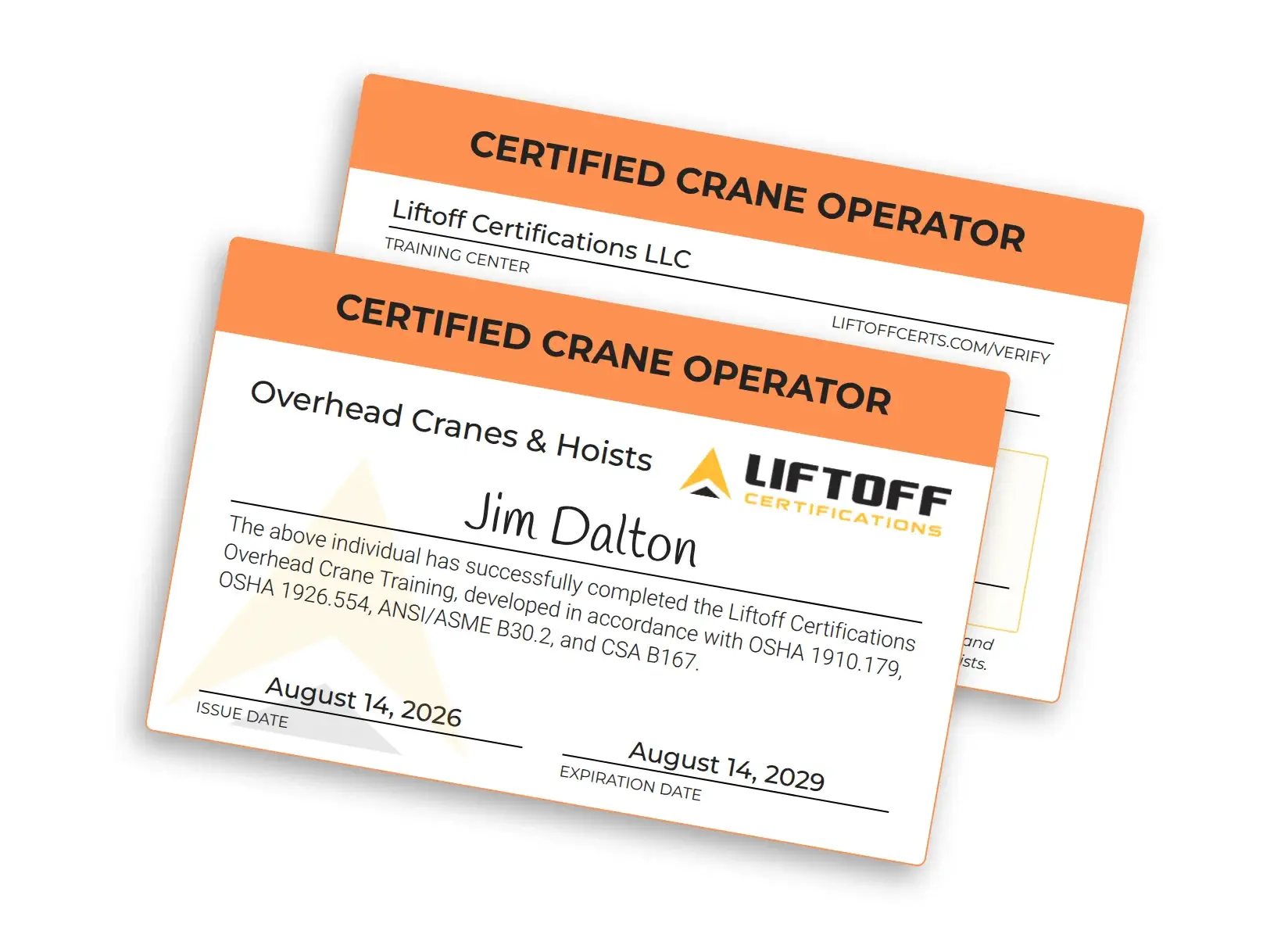 Overhead Crane Certification Card